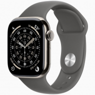 Apple Watch Series 11 GPS + Cellular, 46 мм Natural Titanium Case with Stone Gray Sport Band, M/L